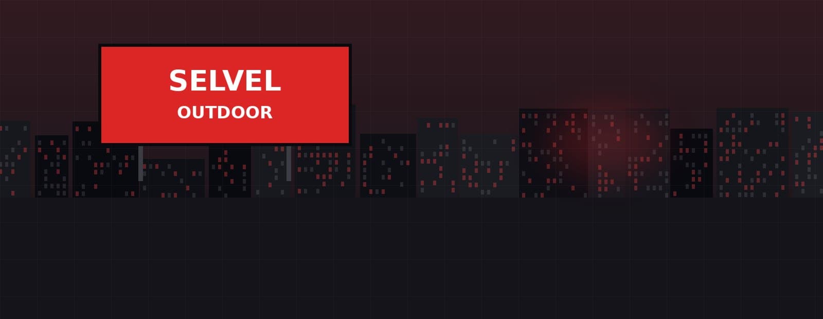 Illuminated billboard advertising among city high-rises at night